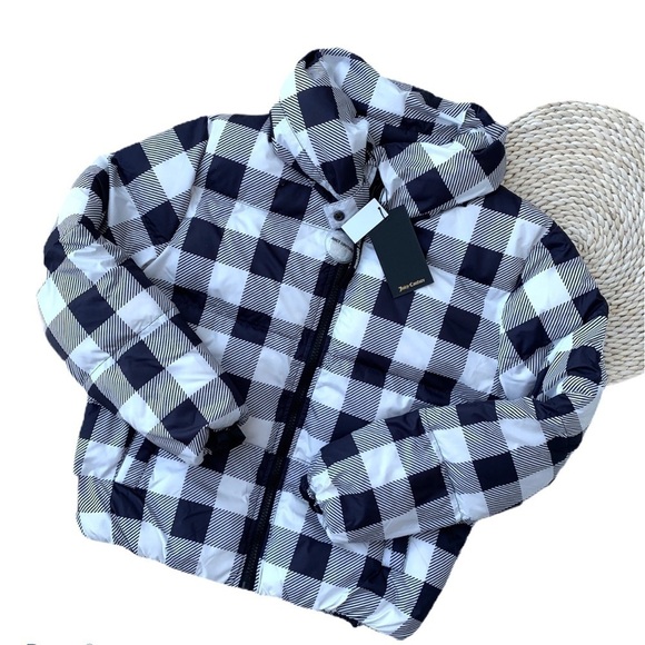 Juicy Couture Buffalo Check Plaid Heavy Warm Snow Winter Gingham Puffer Coat - Picture 2 of 16